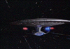 Enterprise-D flying forward at warp speed