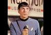 Spock holding a phaser